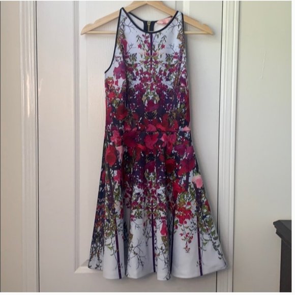 ted baker bloomze flowered lattice skater dress size 0 nwot - Picture 7 of 14